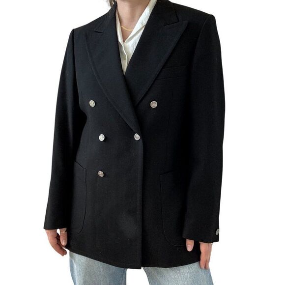 Vintage Seeger Black Wool Double Breasted Sport Coat Blazer Sz 40 - Picture 11 of 11